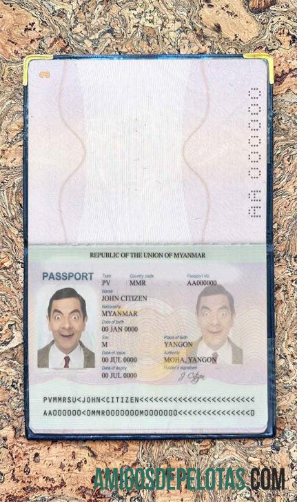 Foto do passaporte de Mianmar modelo